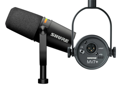 Shure MV7+ XLR/USB Podcasting Microphone, With a Customizable LED Touch Panel